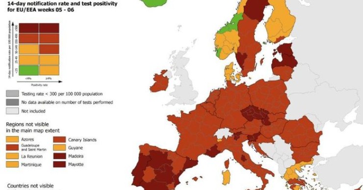 La nuova mappa delle zone covid d'Europa 