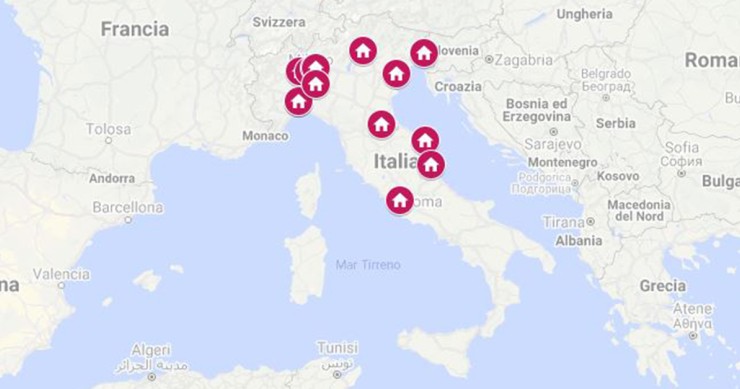 La mappa degli immobili messi all’asta dagli enti morali