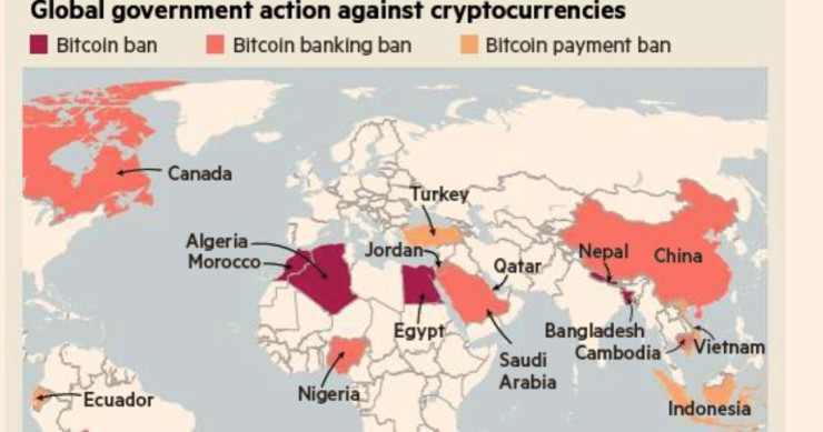 I Paesi che vietano i bitcoin