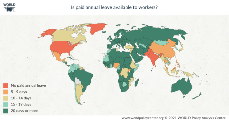 Ferie retribuite, la situazione dei lavoratori nel mondo
