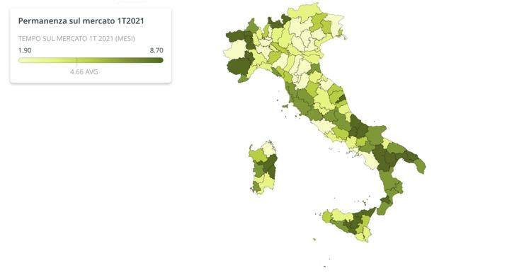 La mappa dei tempi di vendita, quanto resta online un annuncio immobiliare nella tua città