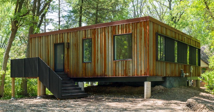 Una casa prefabbricata di 90 m2 made in Usa costruita con materiali di riciclo
