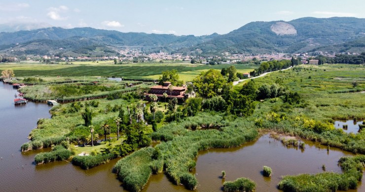 Una vista aérea de la villa