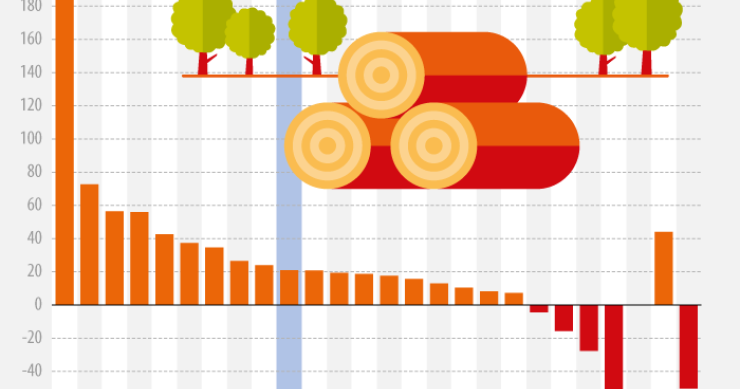 La produzione del legno in Europa è aumentata del 20% in 20 anni