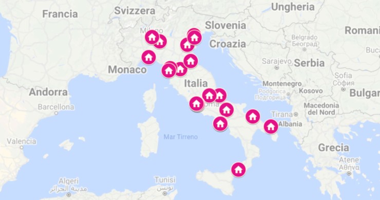 La mappa degli immobili dell'Inail all'asta a gennaio 2022