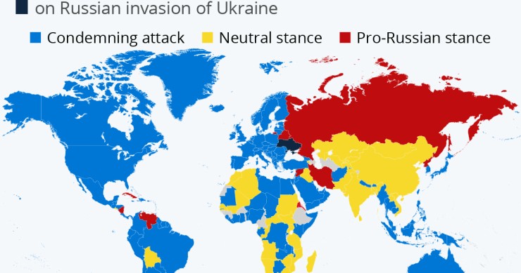 La posizione di ogni nazione nei confronti dell’attacco della Russia all’Ucraina