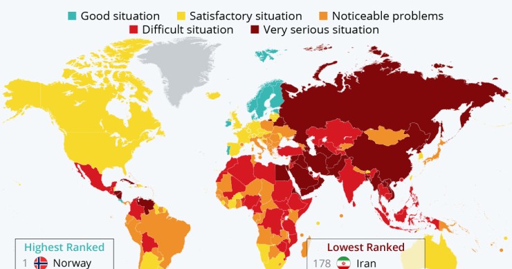 La situazione della libertà di stampa nel mondo