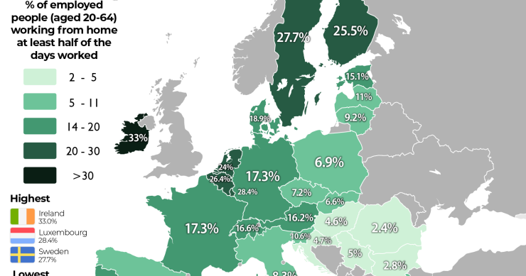 La mappa dello smart working in Europa: Italia negli ultimi posti
