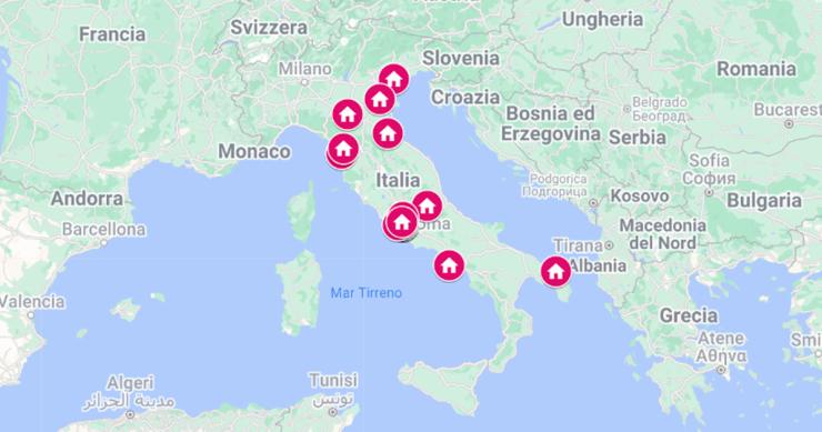 La mappa delle aste immobiliari Inail a luglio 2022