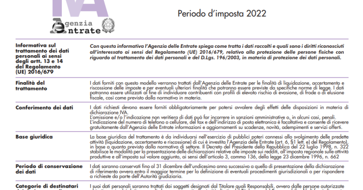 Modello Iva 2023