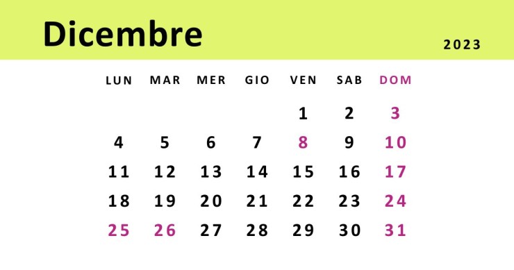 calendario dicembre 2023