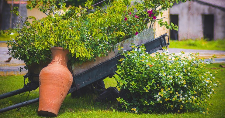decorare giardino con anfore