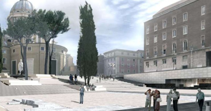 Il rendering di come diventerà piazza Augusto Imperatore
