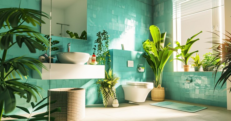 Bagno verde acqua moderno