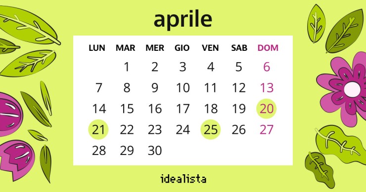 calendario aprile 2025