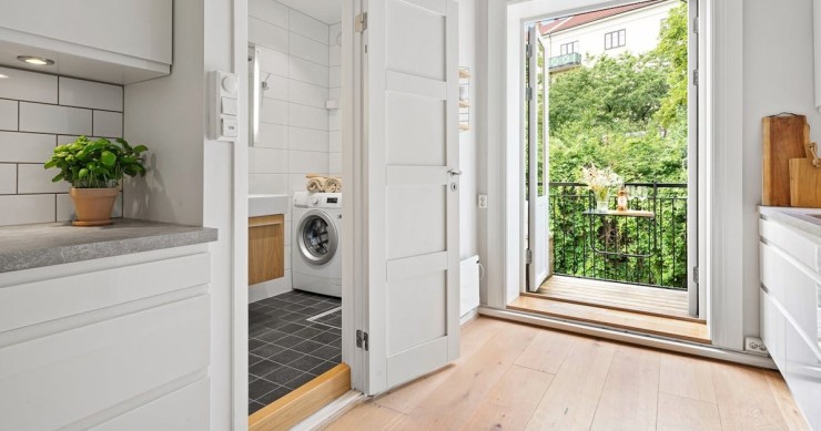 La lavatrice collocata nella zona lavanderia