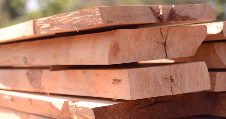 Tavole in legno di rovere pronte per essere lavorate