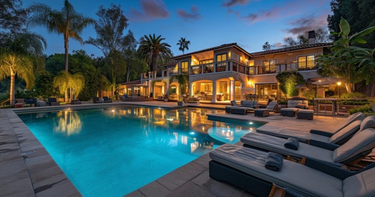 villa di lusso al tramonto