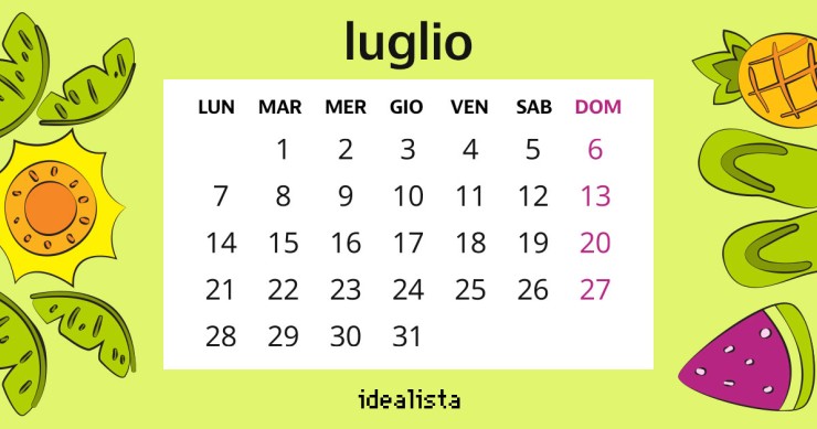 calendario luglio 2025