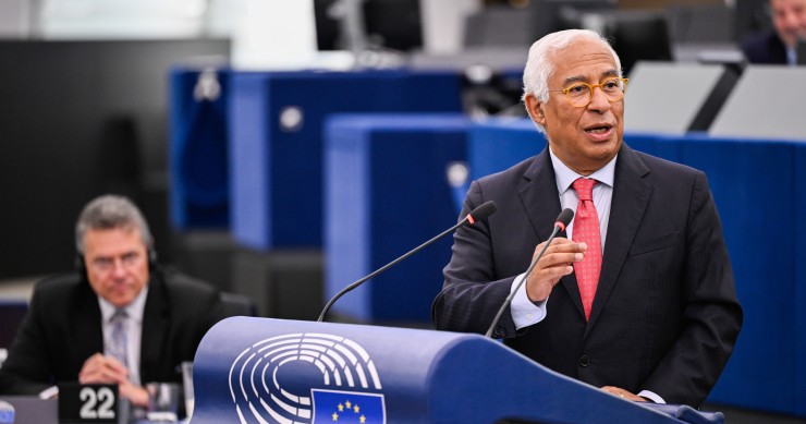 El presidente del Consejo Europeo, António Costa, interviene en un debate en el pleno del Parlamento Europeo celebrado en Estrasburgo (Francia).