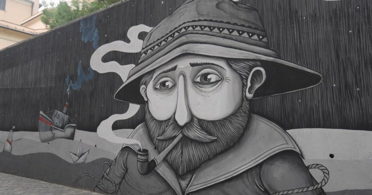 Il murale del pescatore a Genova