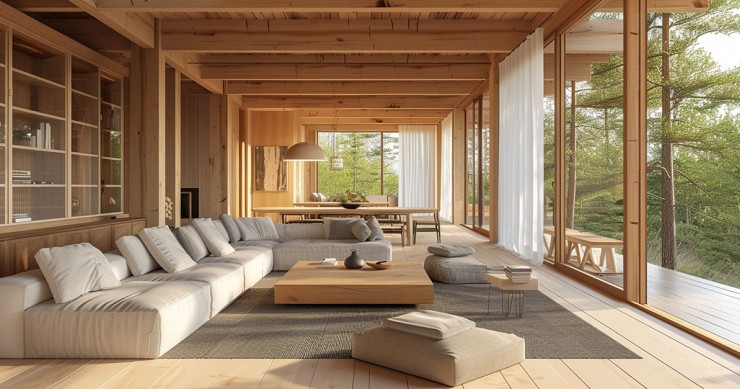 Interni di una casa di lusso in legno