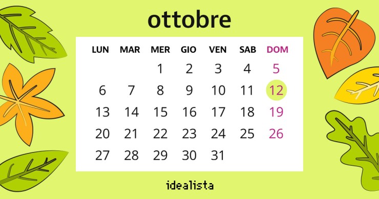 calendario ottobre 2025