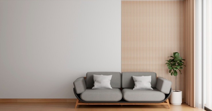 Un soggiorno arredato in stile minimalista