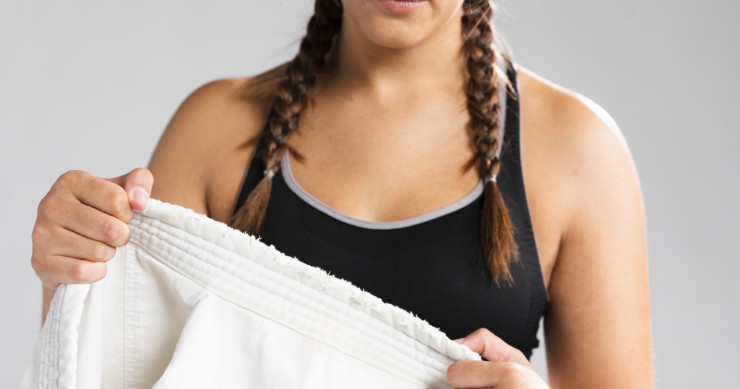 Accappatoio bianco macchiato