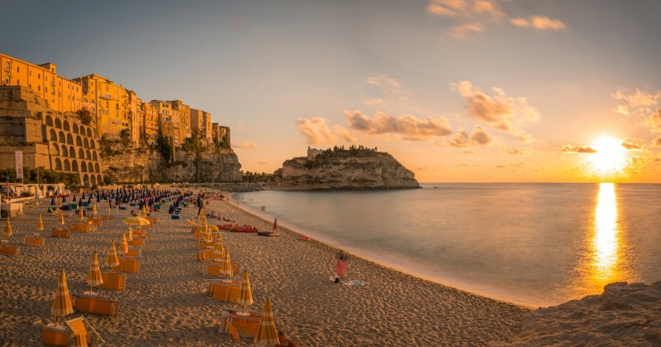 Sunset on Tropea beach