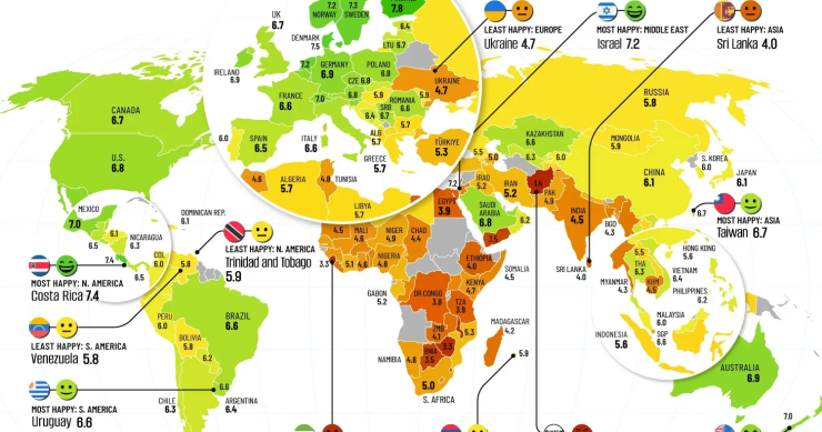 Los países más (y menos) felices del mundo