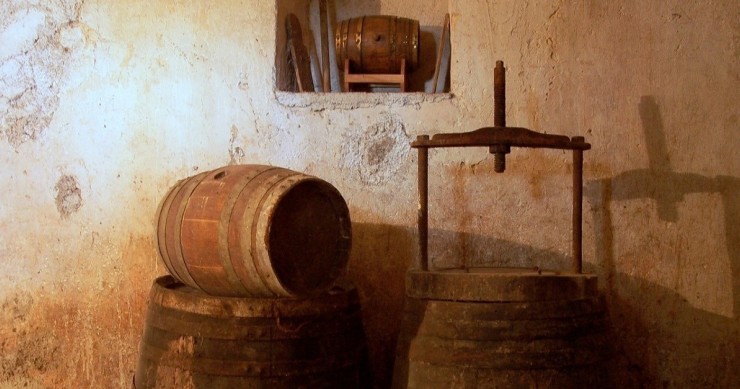 Cantina con botti di vino