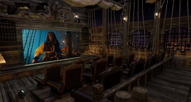 una sala cinematografica casalinga in puro stile "pirata dei caraibi"