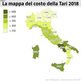 Quanto costa la Tari, la mappa delle tariffe regione per regione