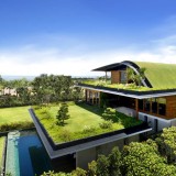 Una villa verde mimetizzata tra giardini, laghetti e stagni